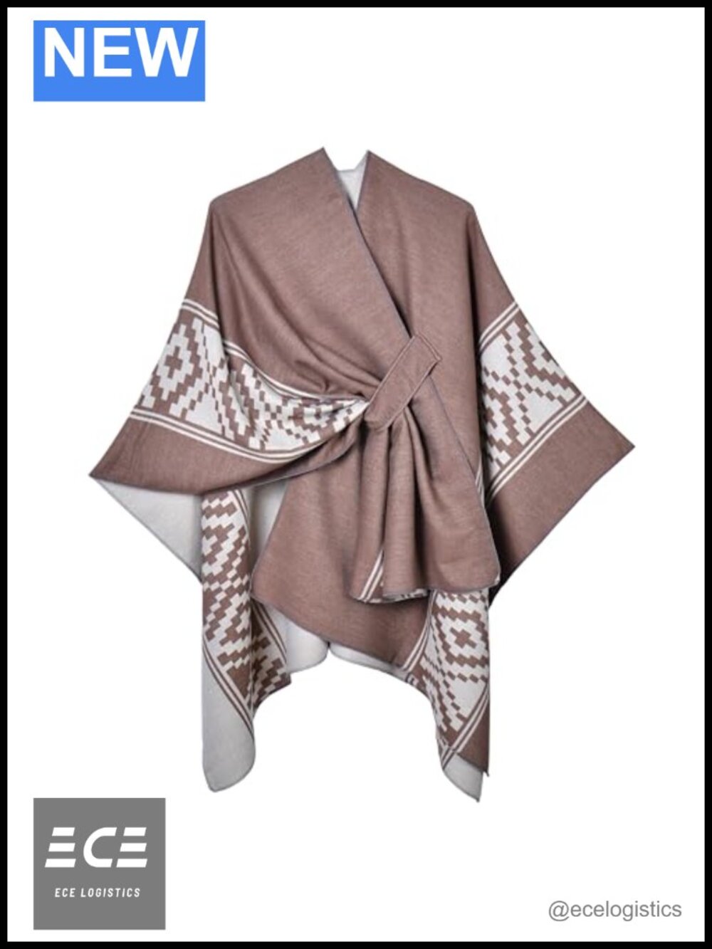 Oversized Open Front Poncho Cape Shawl Wrap Faux Cashmere Blend Women